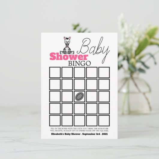 Baby Zebra, Baby shower Bingo (Staand voorkant)