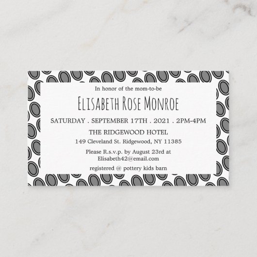 Baby Zebra, Baby shower Ticket Informatiekaartje (Achterkant)