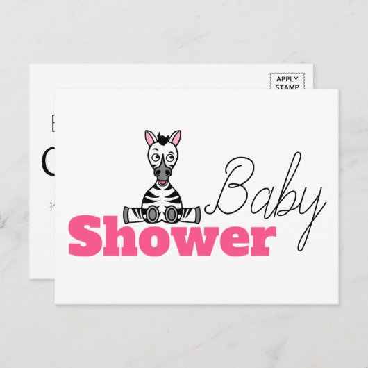 Baby Zebra, Baby shower uitnodiging (Voorkant / Achterkant)