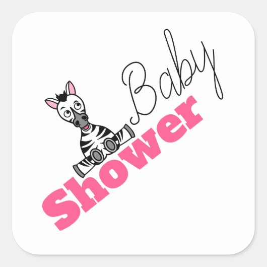 Baby Zebra, Baby shower Vierkante Sticker (Voorkant)