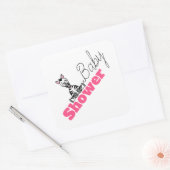 Baby Zebra, Baby shower Vierkante Sticker (Envelop)