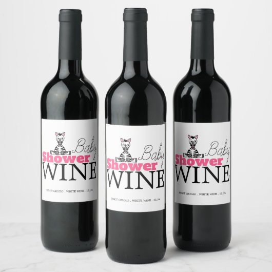 Baby Zebra, Baby shower Wijn Etiket (Flessen)