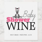 Baby Zebra, Baby shower Wijn Etiket (Enkel label)