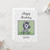 Baby Zebra birthday card for child Kaart (Voorkant / Achterkant in situ)