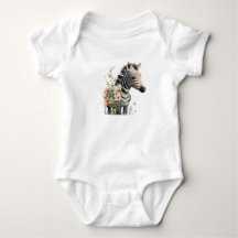 Baby Zebra Cute Safari Dier Baby Bodysuit