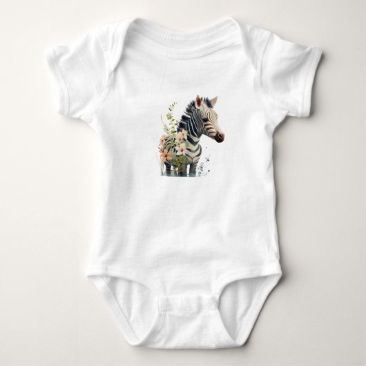 Baby Zebra Cute Safari Dier Baby Bodysuit (Voorkant)