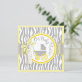 Baby-, Zebra- en gele Baby shower Kaart (Staand voorkant)