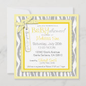 Baby-, Zebra- en gele Baby shower Kaart (Achterkant)