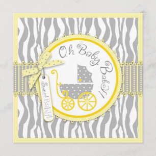 Baby-, Zebra- en gele Baby shower Kaart