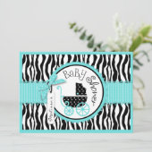 Baby-, Zebra- en Turquoise-Baby shower Kaart (Staand voorkant)