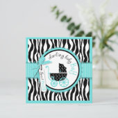 Baby-, Zebra- en Turquoise-Baby shower Kaart (Staand voorkant)
