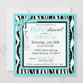 Baby-, Zebra- en Turquoise-Baby shower Kaart (Achterkant)