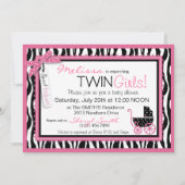 Baby-, Zebra- en warmroze Baby shower Kaart (Achterkant)