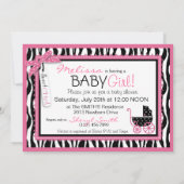 Baby-, Zebra- en warmroze Baby shower Kaart (Achterkant)