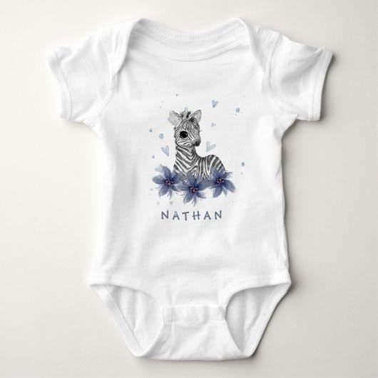 *~* Baby Zebra Floral Oerwoud Baby Boy één stuk Romper (Voorkant)