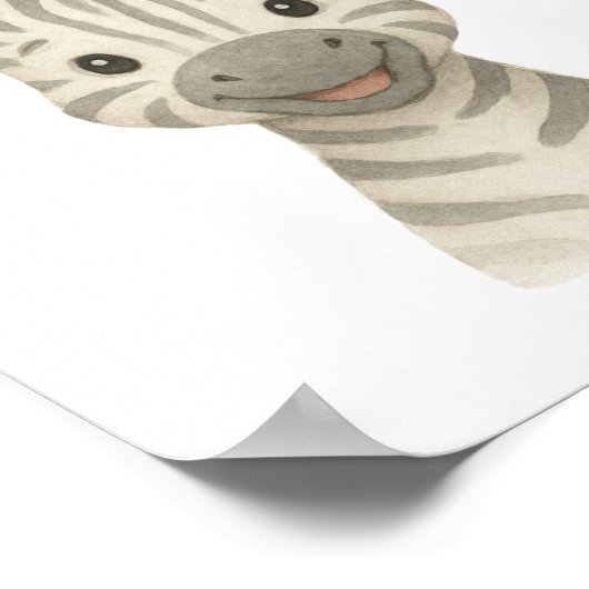 Baby Zebra genderneutraal Safari Nursery Poster (Hoek)