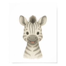 Baby Zebra Geslachtsneutrale Safari-kinderkamerpos