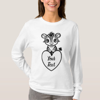 Baby Zebra Heart met uw aangepaste bericht T-shirt