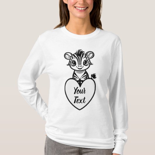 Baby Zebra Heart met uw aangepaste bericht T-shirt (Voorkant)