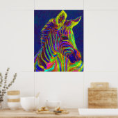 baby zebra in tekenkleuren poster (Keuken)