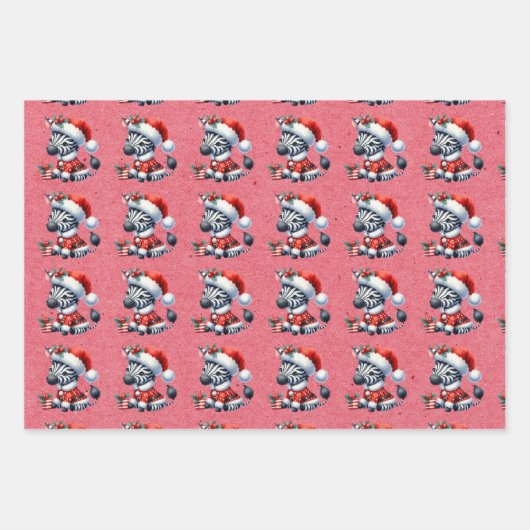 Baby Zebra Kerst Kinder Inpakpapier Vel (Voorkant 3)