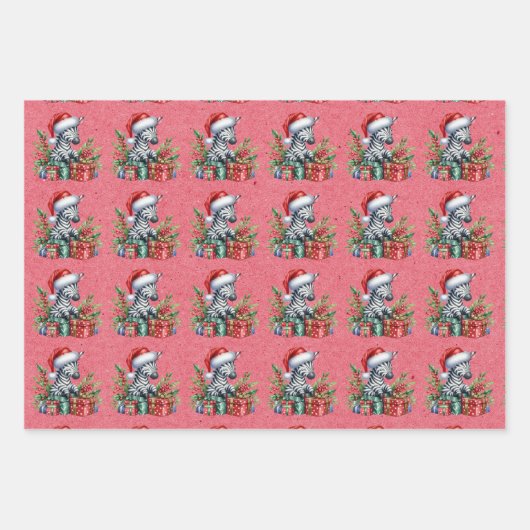 Baby Zebra Kerst Kinder Inpakpapier Vel (Voorkant 2)