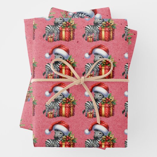 Baby Zebra Kerst Kinder Inpakpapier Vel (In situ)
