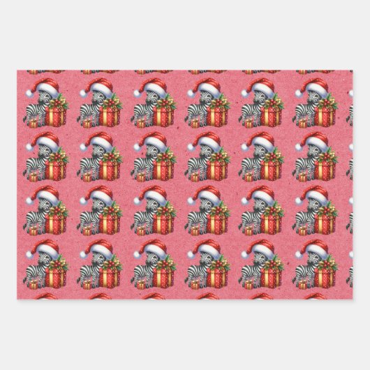 Baby Zebra Kerst Kinder Inpakpapier Vel (Voorkant)