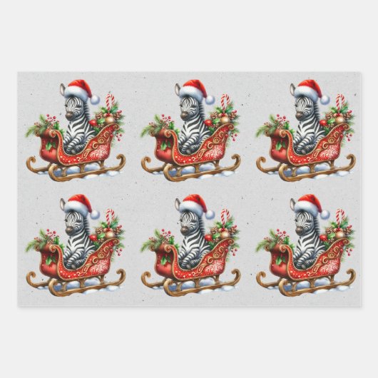 Baby Zebra Kerst Kinder Inpakpapier Vel (Voorkant)