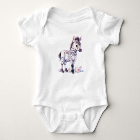 Baby Zebra met bloemen, dierentuin, safari Romper (Voorkant)