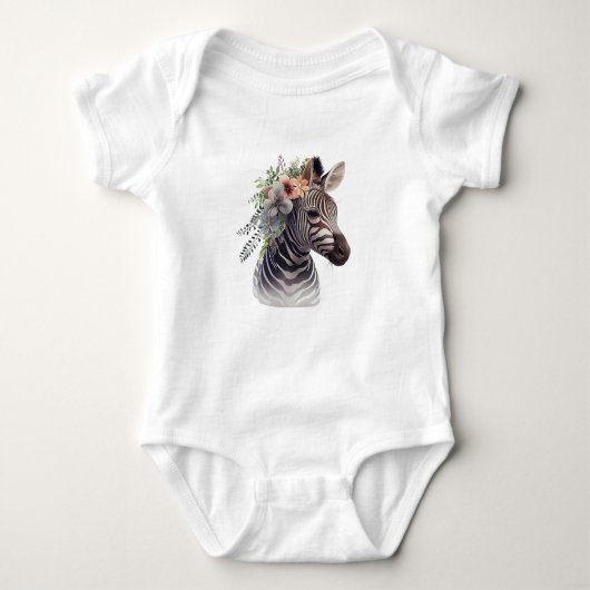 Baby Zebra met bloemen Romper (Voorkant)