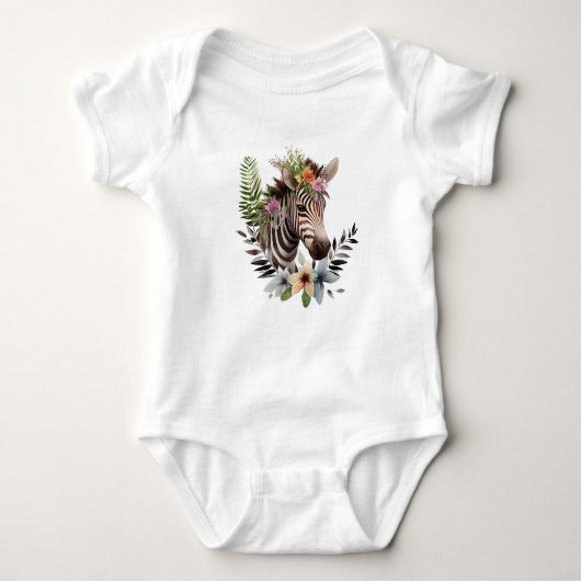 Baby Zebra met Bloemenkrans Romper (Voorkant)