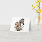 Baby Zebra met veel bloemen BLANK Kaart (Gele Bloem)