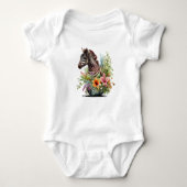 Baby Zebra met veel bloemen Romper (Voorkant)