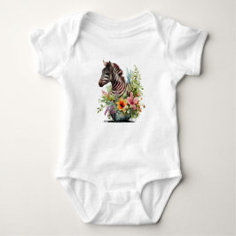 Baby Zebra met veel bloemen Romper