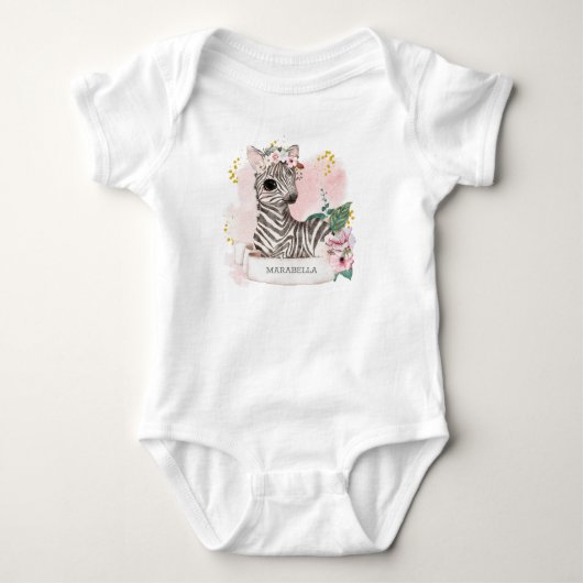 *~* Baby Zebra Naam Nursery Oerwoud Sweet Girl Bab Romper (Voorkant)