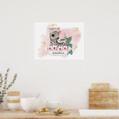 *~* Baby Zebra Name Jungle Nurser Girl Baby  Poster (Keuken)