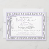 Baby, Zebra Print & Lavender Baby shower Kaart (Achterkant)
