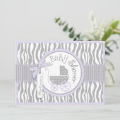 Baby, Zebra Print & Lavender Baby shower Kaart (Staand voorkant)