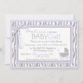 Baby, Zebra Print & Lavender Baby shower Kaart (Achterkant)