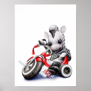 Baby Zebra Rodydriewielers — Nursery Print