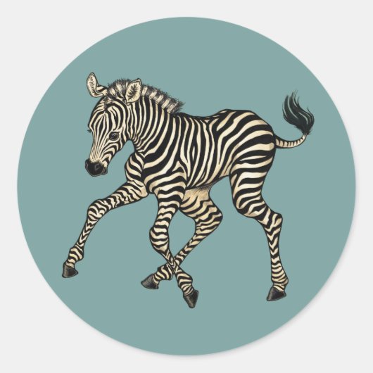 Baby Zebra Ronde Sticker (Voorkant)