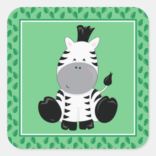 Baby Zebra | Safari Animals Party Vierkante Sticker (Voorkant)