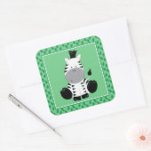 Baby Zebra | Safari Animals Party Vierkante Sticker (Envelop)