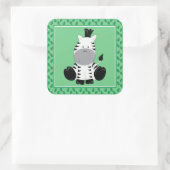 Baby Zebra | Safari Animals Party Vierkante Sticker (Tas)