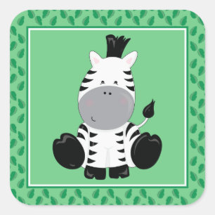 Baby Zebra Safari Animals Party Vierkante Sticker