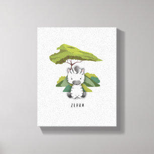 Baby Zebra Safari Canvas Print