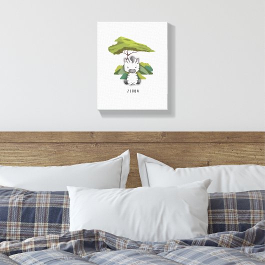 Baby Zebra Safari Canvas Print (Insitu (Slaapkamer))