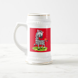 Baby Zebra Tekenen Spelen met Butterfly-23960 Bierpul
