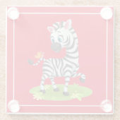 Baby Zebra Tekenen Spelen met Butterfly-23960 Glazen Onderzetter (Achterkant)